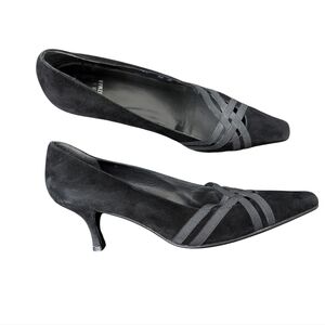 Vintage Stuart Weitzman Black Suede Kitten Heel Pumps Women’s Size 10M